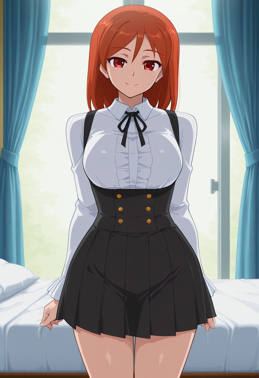 score_9,score_8_up,score_7_up,source_anime,5_figner,2d_animation,game cg,BREKE,1girl,solo,
gimmick girl,
white shirt,long sleeves,black ribbon,collared shirt,ribbon,suspender black skirt,
front view,smile,standing
bad,pillow,room,window,curtain,
masterpiece,best qualit,ultra-detailed,illustration,an extremely delicate and beautiful,beautiful detailed eyes,unity 8k wallpaper,high resolution,anime CG,official_art,Erotic_style, uncensored, anime_coloring, anime_screencap,