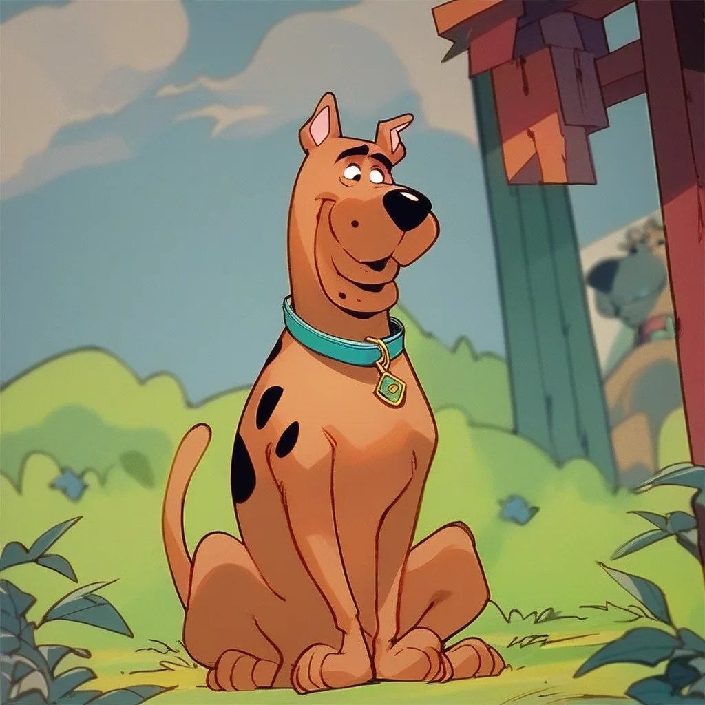 score_8, score_9, scooby, dog, collar, sitting, outdoors