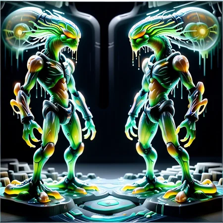 embedding:lazyup,sl1m3d,slime-morph, an alien with shifting slime features, standing in a organic spaceship with vein-lined walls and views of gelatinous ringed planets <lora:Slime_Morph_V4_(1):1.0000000000000002> <lora:add-detail-xl:0.9000000000000001>