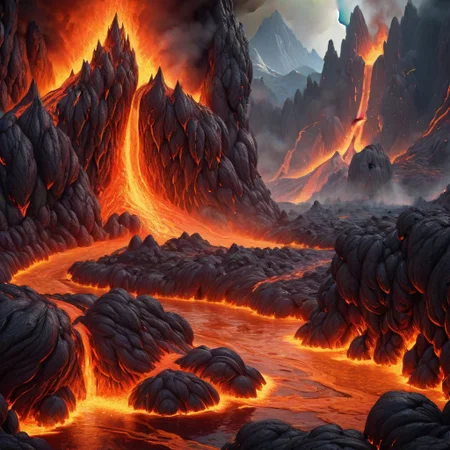 detailed hyperrealistic painting:1.4), deep color, fantastical, complex intricate detail, splash screen, complementary colors, fantasy concept art, 8k resolution trending on Artstation Unreal Engine 5, (3D) (4D) (64k) <lora:add-detail-xl:3.0>
lava lake, lava mountains, fire around, fire angels