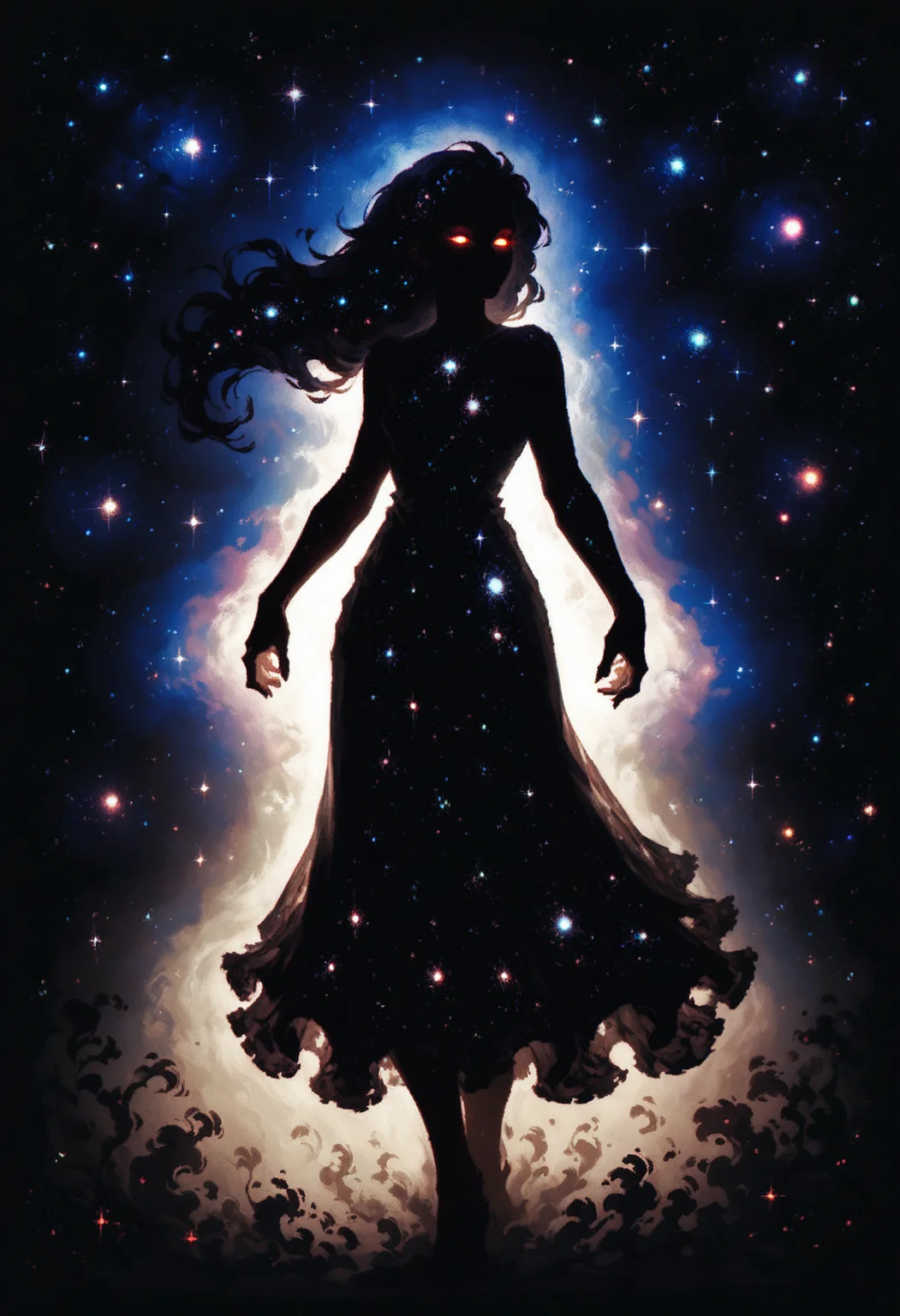 (score_9_up, score_8_up:1.2), score_7_up, high spren, 1girl, glowing eyes, silhouette, long hair, dress, galaxy, space, neon, volumetric lighting, <lora:High_Spren-000006:0.6>, <lora:xl_more_art-full_v1:0.4>, <lora:MJ52:0.4>, <lora:RMSDXL_Enhance:2>, <lora:RMSDXL_Creative:1>, <lora:great_lighting:4>, <lora:aesthetic:4>