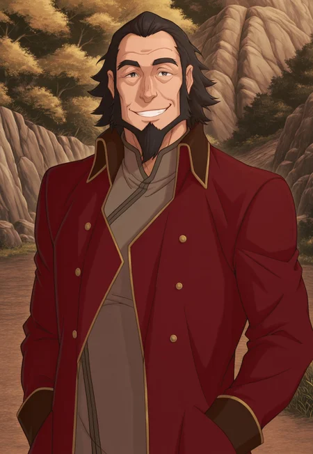 solo, masterpiece, detailed, ultra hd, best quality, 1boy, male, official art, w0lfc0nf, modern, new

LOKBumi, beard, black hair, red coat, grey shirt,  looking at viewer, smiling, outdoors