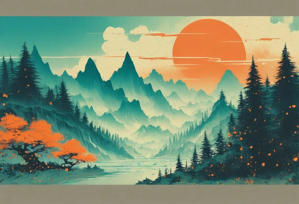 score_9, score_8_up, score_7_up, cinematic photo, dramatic lighting, giant panther, purple sky, lush pink trees, blue grass patch, sitting in hellfire, pink sky, ((golden bursting sun)), brimstone, grim background, limbo, asain style, David Hockney, Ascii art, gongbi, traditional chinese painting style, neon colors, side view, <lora:Neon_Splash_Art_for_Pony:1>