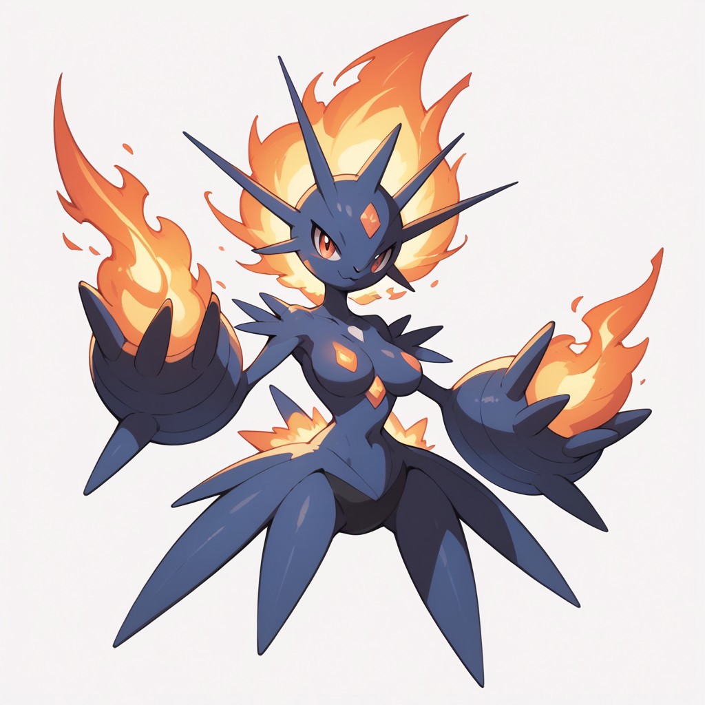 score_9, score_8_up, score_7_up,  
fakemon, pokemon, solo, 
breasts, fire,
simple background, white background,
p0k3m0n,
pokemon (creature),