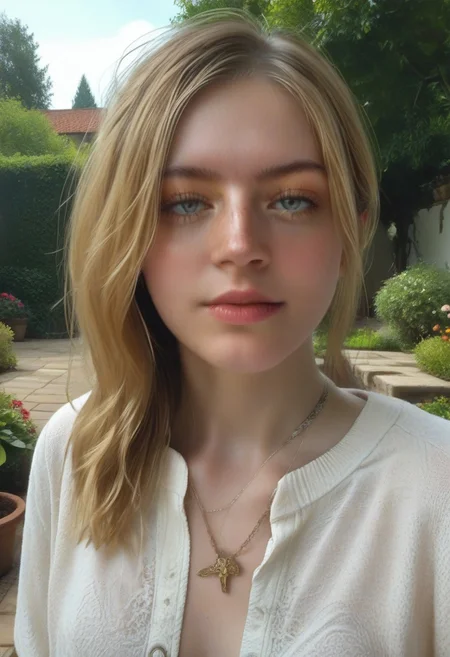 score_9, score_8_up, score_7_up, andrea, solo, 1girl, (tight shirt), braless, breasts apart, small breasts, garden, outdoors, choker rev_mia
bela, 1girl, blonde hair, , jewelry, long hair, necklace, , looking at viewer
