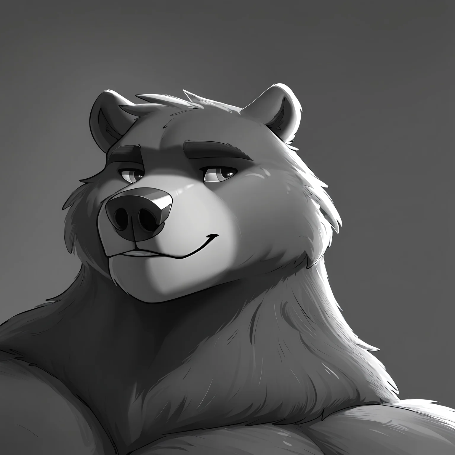 <lora:Gigachad:1> gigachad, black and white, monochrome, close-up, bara, bear, male,, masterpiece, best quality, newest, absurdres, highres, very aesthetic,