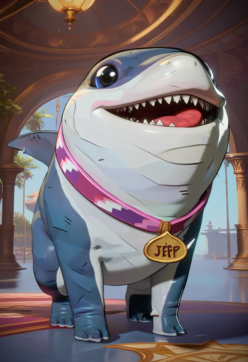 score_9, score_8_up, score_8, solo, masterpiece, best quality, detailed face, full body, jeff the shark, solo, <lora:jeff the shark:1>