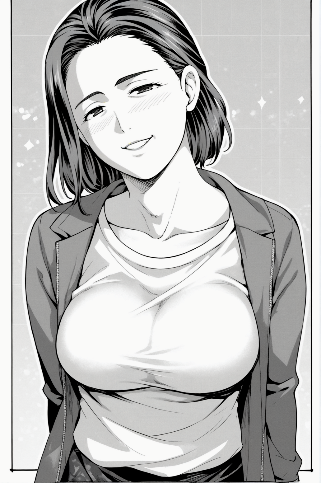 score_9, score_8_up, score_7_up, monochrome, manga_source, best background, detailed background, manga, grayscale  Okamoto, horny, naughty face, solo, standing,  <lora:JN_Okamoto:0.8>