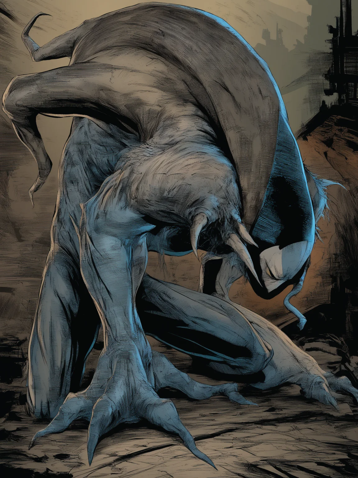 masterpiece, best quality, best score, absurdres, best anatomy, 
 <lora:[Todd McFarlane (associated Artists of Image Comics)] Spawn Art Style Issues 1-10 IllustriousXL:1>,western comics (style), monster, alien, claws, science fiction