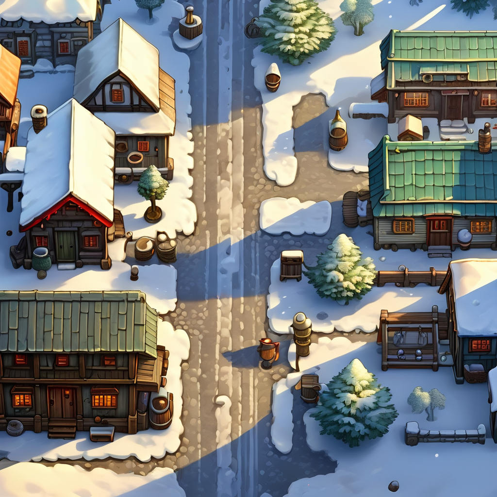 town scene,heavy snow,
nature light,Fantastic light and shadow,top down 2d game,2d game scene,<lora:2d_game_scence:0.8>,