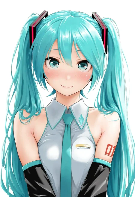 high definition, amazing quality, very aesthetic, best quality, masterpiece, highres, 
 <lora:dateroku6_style_NoobAI_v1:1> dateroku6, 1girl, solo, upper body, looking at viewer, hatsune miku,
