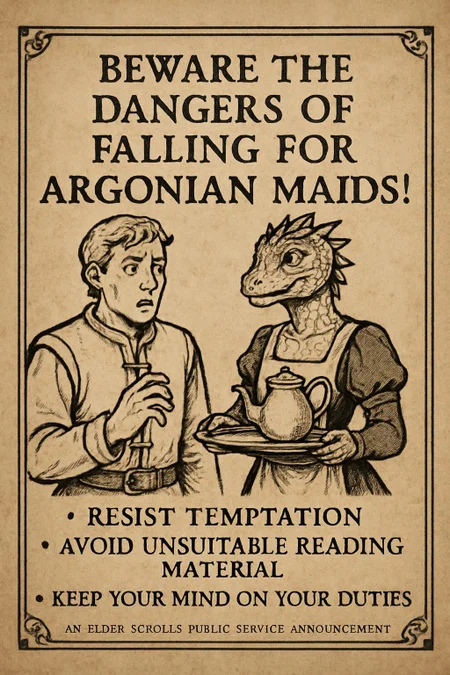 Elder scrolls PSA on the dangers of falling for argonian maids