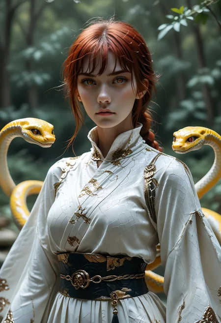 score_9, score_8_up, score_7_up, source_anime, source_safe, lineart, highly detailed, ultra detailed, masterpiece, best quality, amazing quality, SCLPT, sculpture style, yellow marble skin,snake skin,
makima \(chainsaw man\), a PG RATED monster girl made of snake scales <lora:SnakeHybrid:1> <lora:mcs:1.1> mcs
1girl, snake_hybrid, red hair, blurry, blurry background, yellow snake eyes, closed mouth, depth of field, punching, punch forward, fight stand, high collar, motion blur, motion lines, looking at viewer, obi, outstretched hand, sash, serious, sidelocks, solo, upper body, water, wide sleeves,