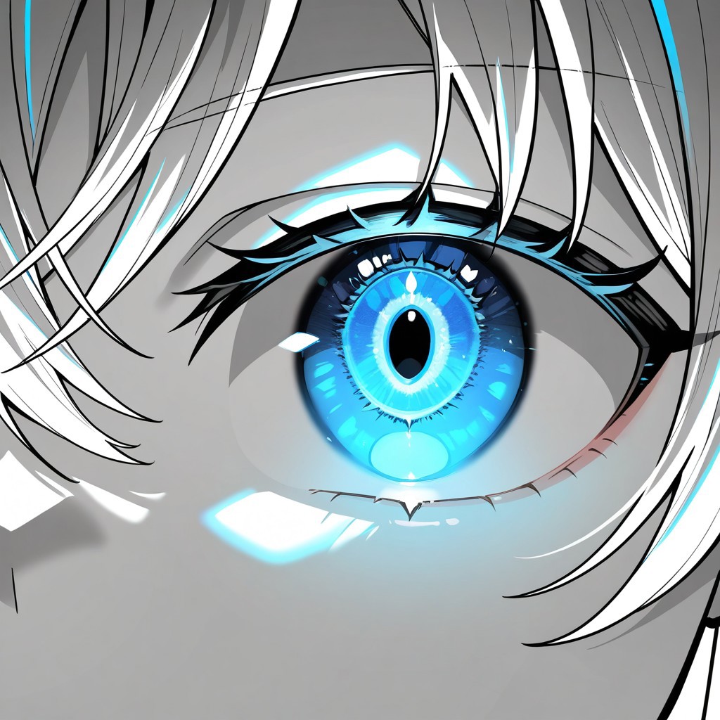 masterpiece, best quality, newest, absurdres, highres, Yukinoshita Yukino, coloured skin, white skin, blue eyes, long hair, close-up, eye focus, glowing, spot color, monochrome, <lora:YahariOreNoSeishunLoveComedy_YukinoshitaYukino_IlluXL:0.9>, glowing, white hair, serious, detailed,