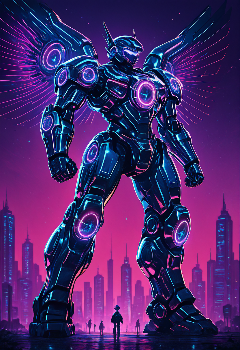masterpiece, best quality,     D1sc0Pnk, mecha,  wings,    <lora:DiscoPunk_IXL:1.0>,