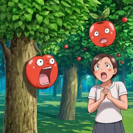 <lora:sapple_SDXL-000005:0.7>
sapple,outdoors, tree,screaming, apple face,
blank eyes, wide-eyed, clenched teeth, blush, day, pokemon (creature), sweat, food focus, colored skin,
best quality, high quality, highres, masterpiece,