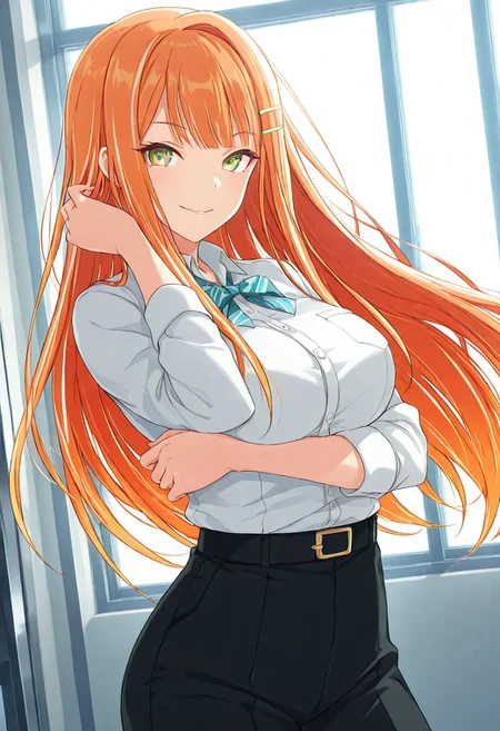 masterpiece,1girl, solo, sumika ,middle breasts,smile,highly detailed, cowboy shot,beautiful lady,standing,focus on upper body , best quality, very aesthetic, absurdres,score_9, score_8_up, score_7_up, score_6_up, score_5_up, score_4_up, (hyper extreme detailed), (hyper quality), game CG, (colour:1.2),