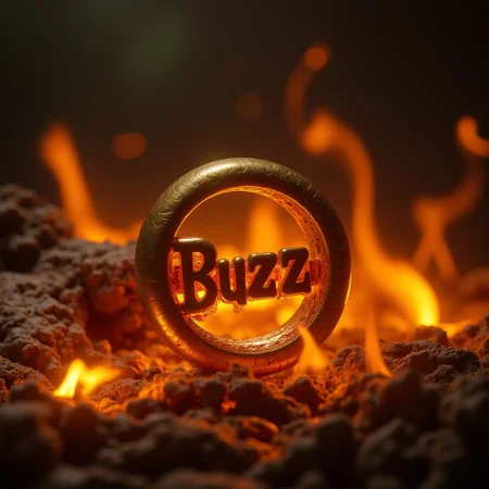 one ring, gold, in fire, firey elven script saying 
"Buzz" on the ring, show a hobbit turning into a hairless monster, saying my " My Precious" while reaching into the fire