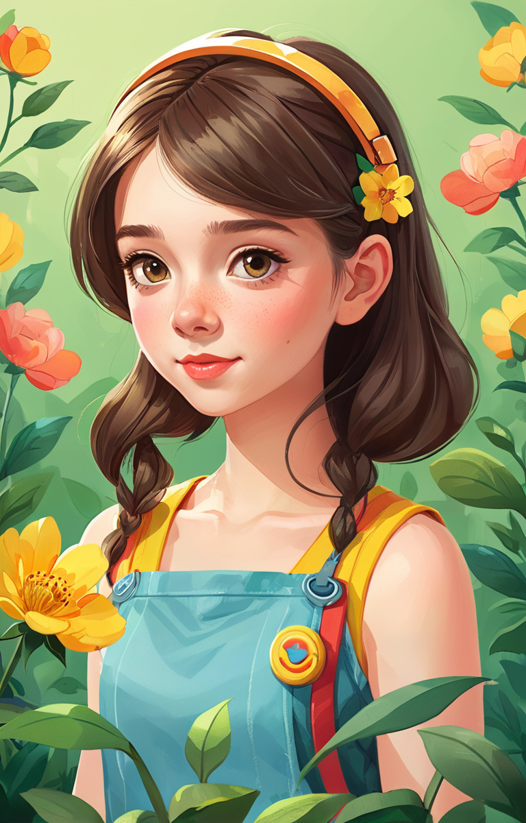 masterpiece,best quality,<lora:tbh77-sdxl:0.8>,illustration,Style of Flora Waycott tech genius teenage girl