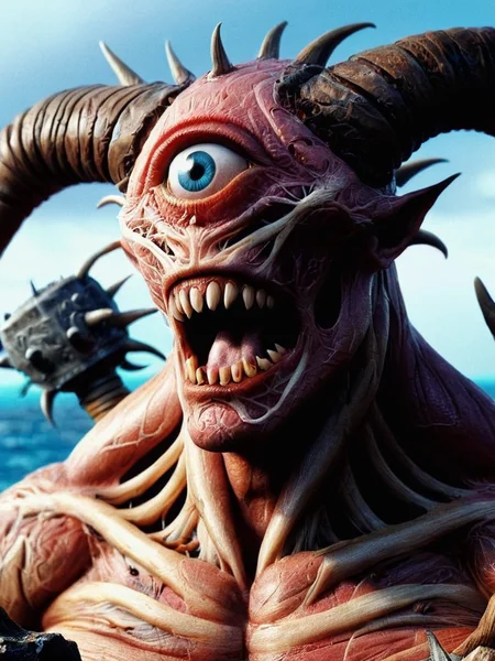 Illustration_Insanity , open_mouth, teeth, tongue, tongue_out, no_humans, saliva, scar, sharp_teeth, tentacles, scar_on_face, spikes, veins, monster,, cyclops <lora:cyclops:1>