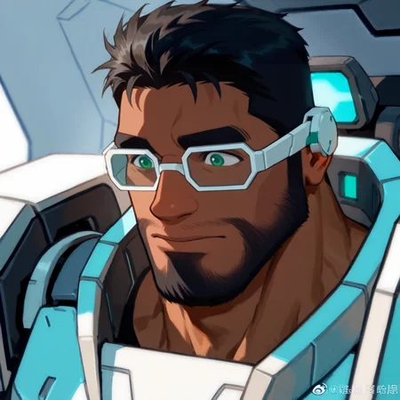 <lora:Macaron__Hi-Fi_Rush_Delegated_Roles:.7>, Macaron, Black hair, green eyes, dark skin, Black person, Mecha glasses, mecha shoulder armor,
(very short hair, beard, bara, mature, facial hair, stubble, beard, full beard, sideburn, beard, a lot of beard, ), facial hair,male focus, muscular male, muscular male, bara, mature,  bara, mature, aixiwuganda_(20222192), very awa, masterpiece, best quality, absurdres, newest, perfect quality, detailed background, intricate details,
<lora:slider_Body Type_alpha1.0_rank4_noxattn_last:3><lora:Anime Summer Days 2 Style SDXL_LoRA_Pony Diffusion V6 XL:.6><lora:slider_cfg_scale_boost:.7><lora:Artist6p:.55>, Artist6p, Artist04p,<lora:slider_il_brightness_slider_d1:-1><lora:slider_il_contrast_slider_d1:-1><lora:slider_DarkSlider1.2_alpha1.0_rank16_full_300steps:-.6>