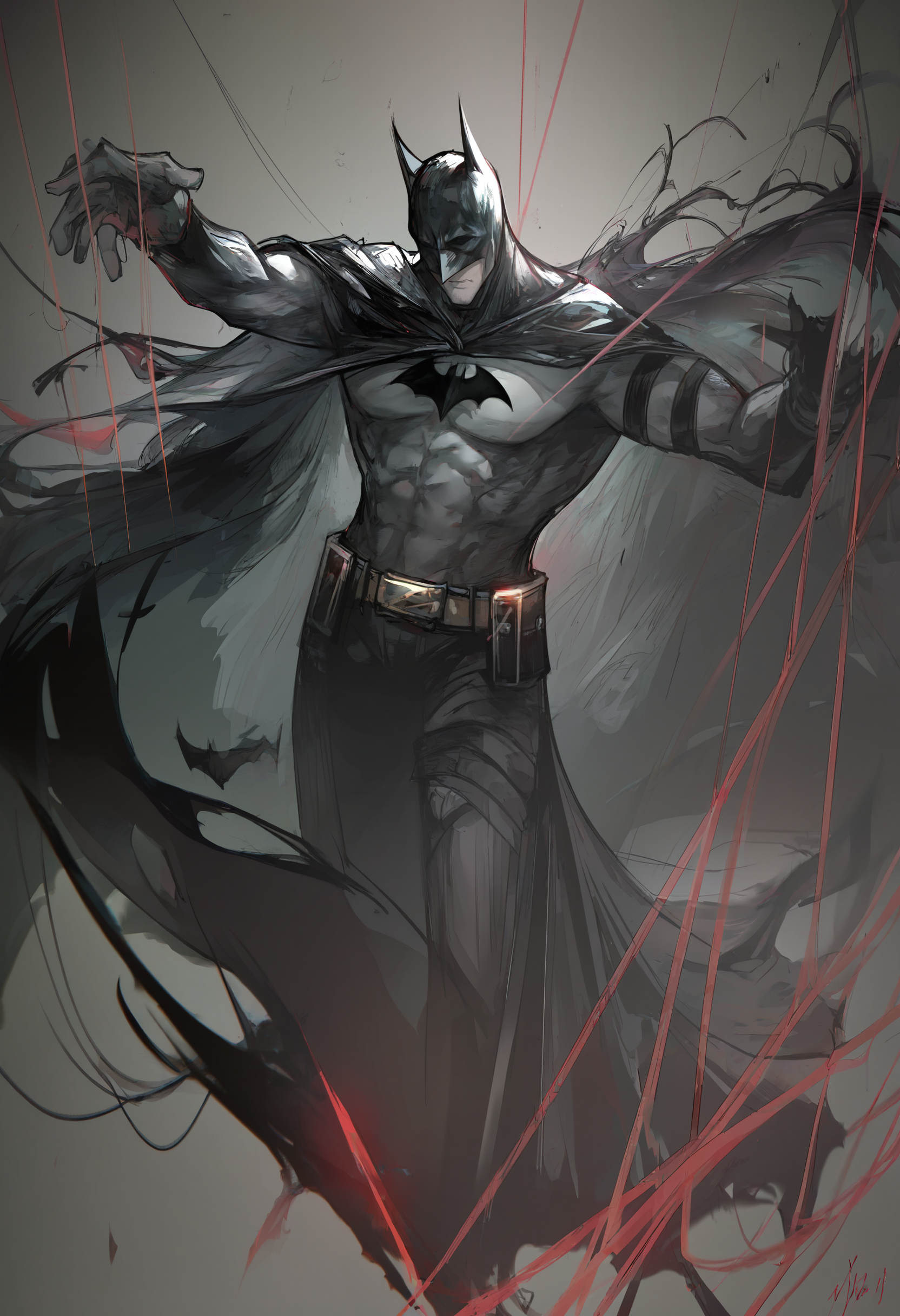 strong batman, dark theme, best quality, by njer