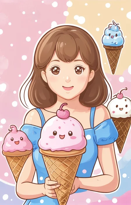 masterpiece,best quality,<lora:tbh14-sdxl:0.9>,illustration,ice cream portrait of idolmaster cinderella girls,
