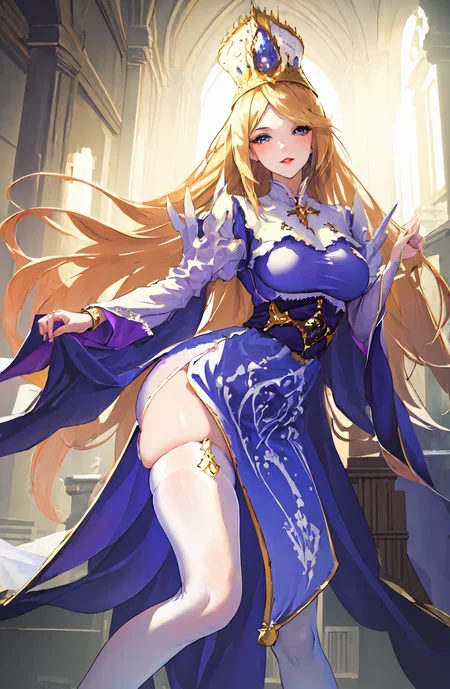 (((masterpiece))), ((best quality)), detailed, solo, (1girl),8k uhd, masterpiece, best quality, extremely detailed, perfect light, colorful, sitting, background is castle, 1girl, solo, perfect face, extremely detailed face, erisHavencraft, happy face, from below ,white thighhighs, legs, dress lift, lifted by self,
<lora:erisAnthuleShadowverseIris_v01:0.8>,