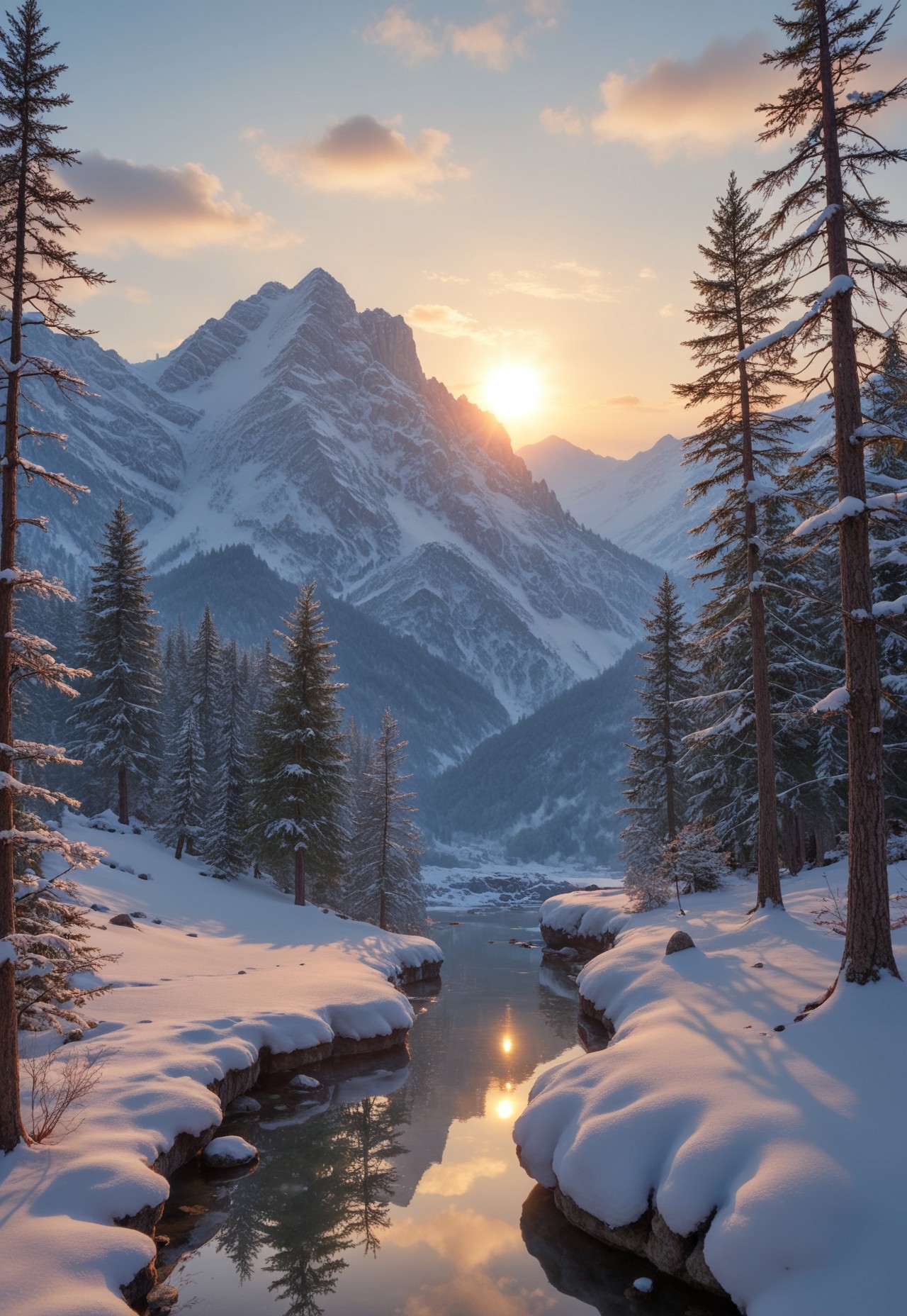 (ruins, broken, snow, dappled sunlight:1.2), sun, tree, forest, scenery, rock, reflection, ancient, overgrown, mountains, sunset, clouds, mountainous horizon, fantasy, medieval, 1other, looking away (masterpiece, exceptional, best aesthetic, best quality, masterpiece, extremely detailed:1.2), in the style of umempart
 (8k uhd:1,4)
 <lora:add-detail-xl:1>
 <lora:Dynamic Poses:1>