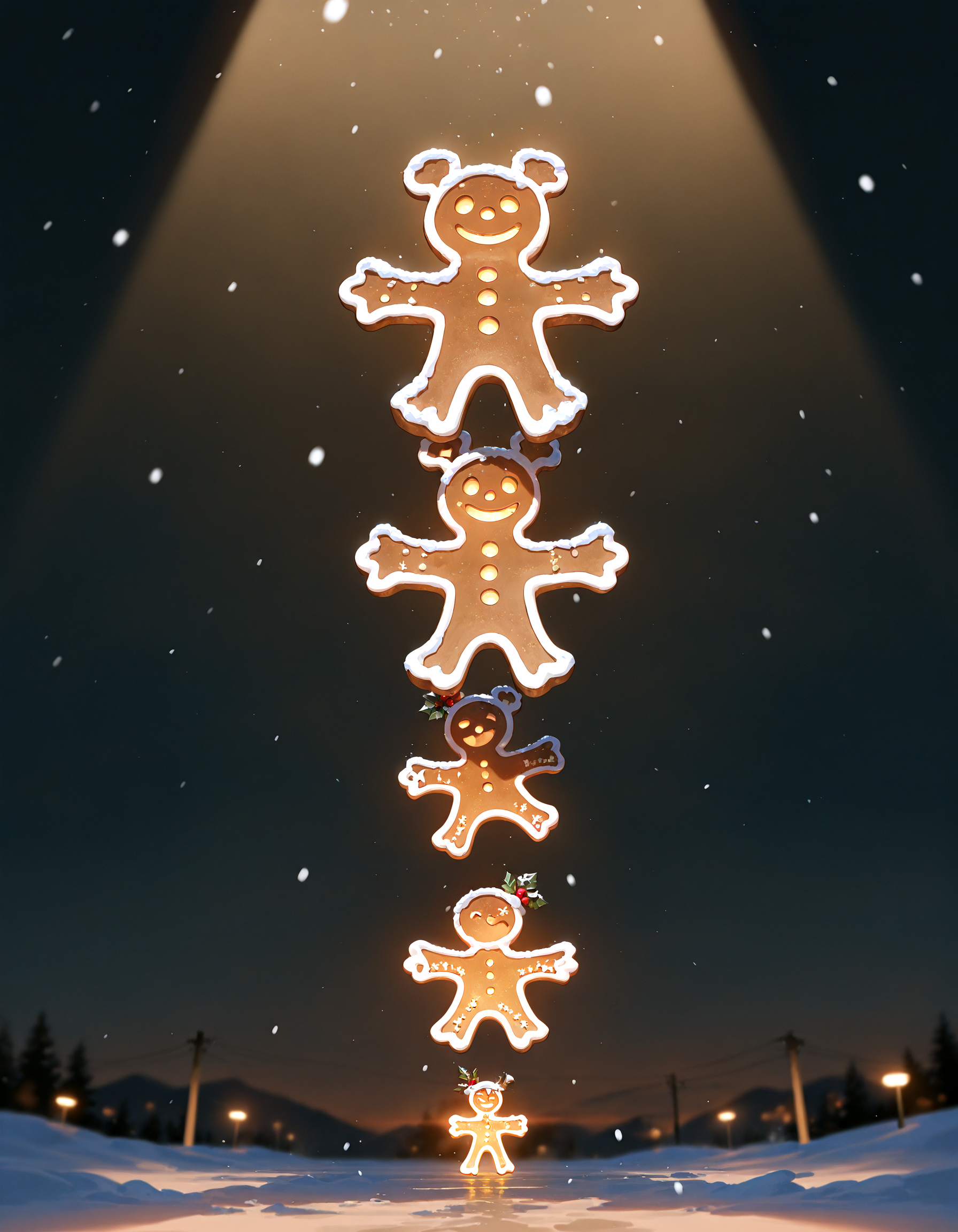masterpiece, best quality, amazing quality, very aesthetic, absurdres,  newest, volumetric lighting
gingerbread,  snowing,  merry, Gingerbread woman,female,<lora:Gingerbread_Man:0.6>,
masterpiece, best quality, amazing quality, very aesthetic, absurdres,  newest, volumetric lighting