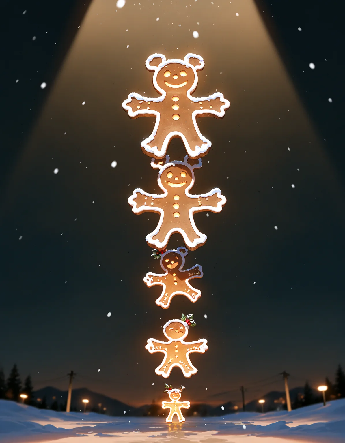 masterpiece, best quality, amazing quality, very aesthetic, absurdres, newest, volumetric lighting
gingerbread, snowing, merry, Gingerbread woman,female,<lora:Gingerbread_Man:0.6>,
masterpiece, best quality, amazing quality, very aesthetic, absurdres, newest, volumetric lighting