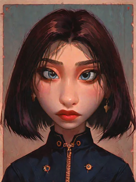 <lora:colettetatou-05:1> ( colettetatou:1.1), cowboy shot, bob cut, brown hair
BREAK
high res image,masterpiece,best quality,girl,cute face,clear skin,shiny hair,ultra detailed eyes,simple background, <lora:r3dgl0wXLP:1> r3dgl0w