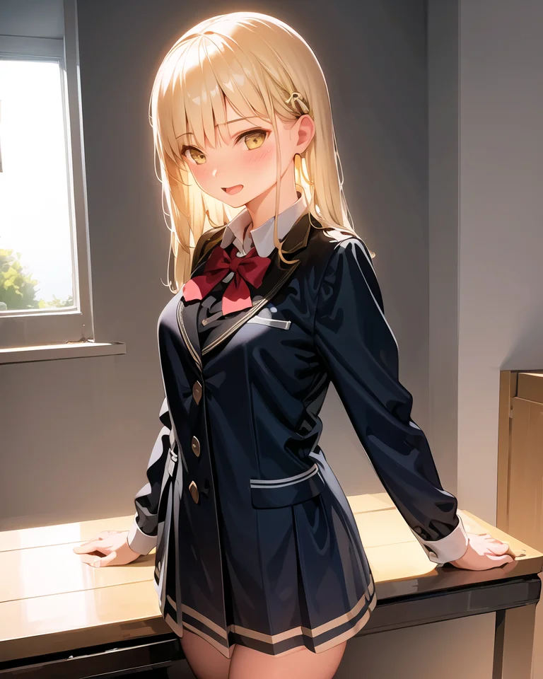 a girl,masterpiece, best quality, ultra-detailed, <lora:fenglai:1>school uniform,fenglai