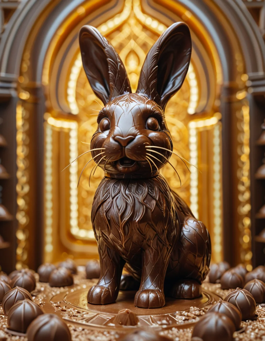 cinematic still 1rabbit, made from chocolate, portrait . emotional, harmonious, vignette, 4k epic detailed, shot on kodak, 35mm photo, sharp focus, high budget, cinemascope, moody, epic, gorgeous, film grain, grainy, 1rabbit, made from chocolate, portrait, epic, futuristic, magical, intricate, elegant, highly detailed, clear, symmetry, shiny, sharp focus, beautiful, inspired, ambient light, dynamic background, transparent glossy full, radiant, amazing, expressive, thought, cinematic, complex, exquisite, brilliant, artistic, pure, surreal, complimentary colors, perfect composition, dramatic