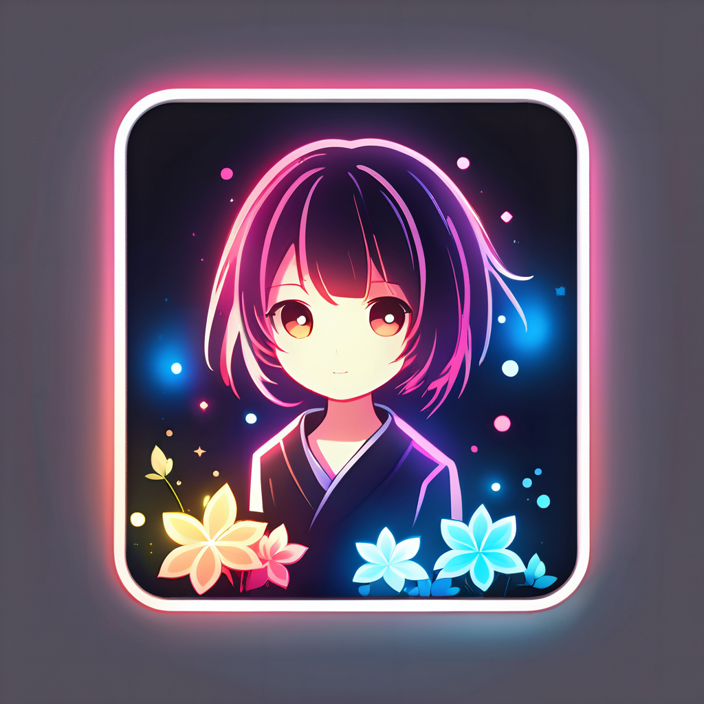 a cute girl,neo light,glowing,bloom,colorful,chibi avatar,neo icon,<lora:chibi_avatar_neo_icon_2:1>,