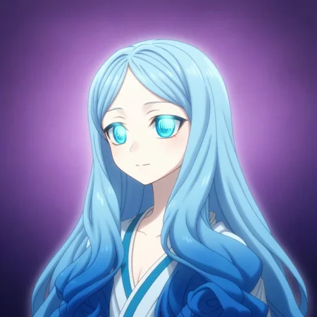 mana_sk style, portrait, focus on face, a serene water priestess girl with long aqua-blue hair flowing like a gentle wave, tranquil sapphire eyes reflecting the ocean, wearing a seashell diadem and a flowing robe with aquatic patterns, soft mist surrounding her, Japanese RPG style, calming and mystical atmosphere, intricate details on her diadem and robe