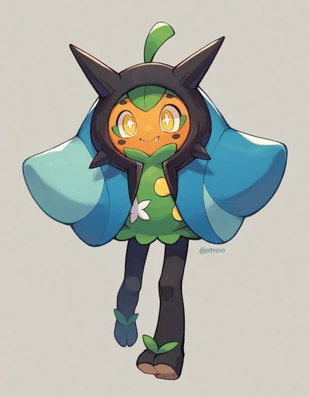 zPDXL, score_9, score_8_up, score_7_up, source_anime, 1girl, solo,
<lora:Ogerpon_v2:0.8> ogerpon, pokemon \(creature\), yellow eyes, blue poncho,
