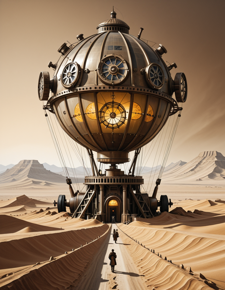 A surreal, post-apocalyptic painting in the style of JarosÅaw Jasnikowski, depicting the remnants of humanity fully transformed into biomechanical cyborgs wandering across an endless desert. The figures are tall and thin, with elongated limbs made of polished brass, steel cables, and exposed clockwork mechanisms. Their faces are partially human, partially machineâsome with glowing eyes, others with metal masks or glass domes revealing complex gears within. Each cyborg carries strange mechanical devices or wears baroque, steampunk-inspired armor. The desert landscape is vast and cracked, with rusted machine parts half-buried in the sand and fragments of broken technology scattered across the ground. In the distance, colossal, decaying machines lie abandonedâhalf-sunken cities, metallic towers bent by time, and airships grounded and torn apart. The sky is hazy and ochre-colored, with two suns casting long, warped shadows. The atmosphere is haunting and symbolic, evoking themes of lost humanity, time, and industrial decay. Rich textures, dark golden tones, and impossible architecture complete the surreal and philosophical ambiance typical of Jasnikowskiâs work.<lora:SDXLFaeTastic2400:0.4> <lora:extremely_detailed:0.4> extremely detailed,JarosÅaw J4sn1k0wsk1 <lora:JarosÅaw_J4sn1k0wsk1:1>, Masterpiece,best quality,hi res,8k,hi res,8k,award winning,(sharp focus, intricate, highly detailed),