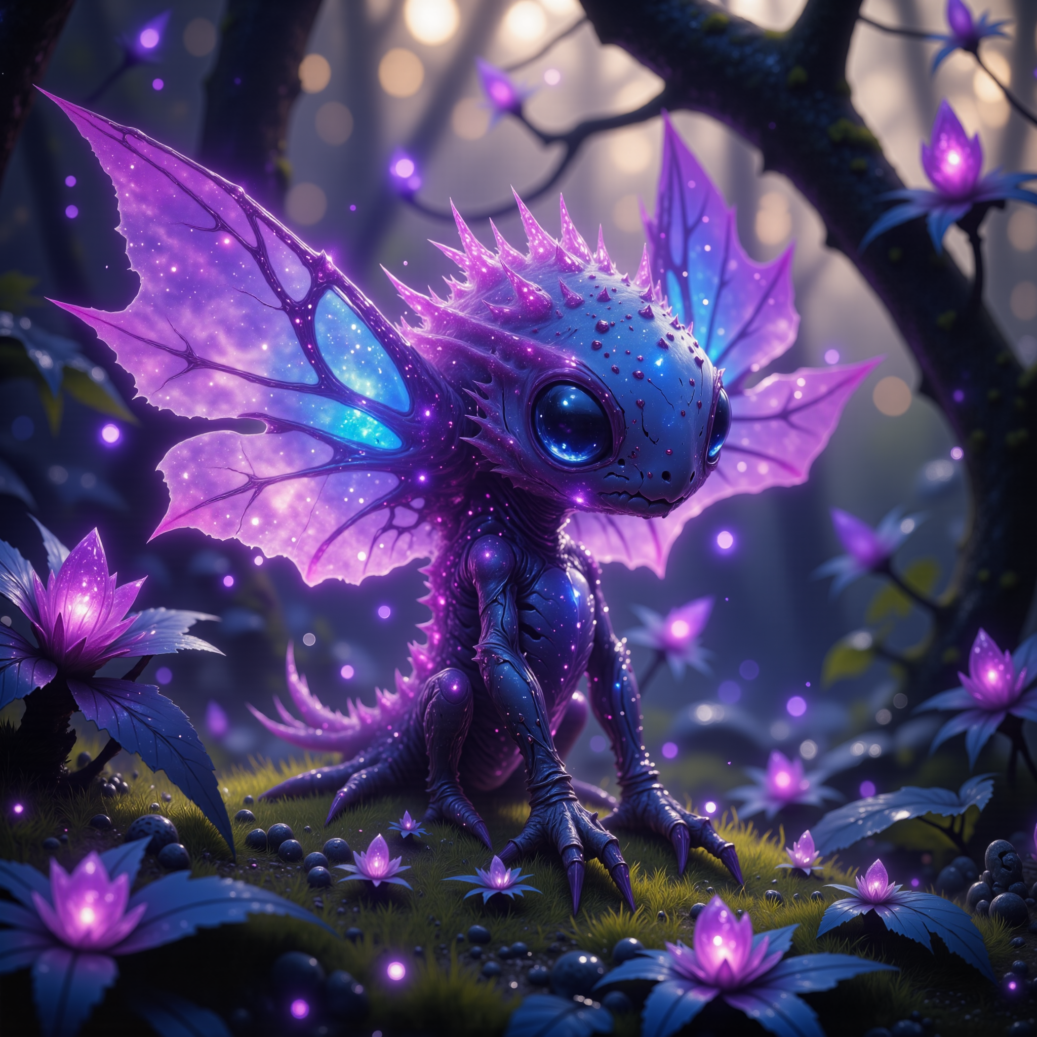 highly detailed, intricate, detailed background, award-winning macro photo, short depth of field, hyper realistic, neon hues, subsurface scattering, the diminutive "xyloid ghostwillow" is a softly glowing dimension traveling creature, its zibzorbled bioluminscent wings help it navigate the vibrant wilderness on planet "hurlyheim vi", with its translucent blampfs it absorbs nutrients from its pongfruddled prey, dappled sunlight, golden ratio, in the style of ck-ovf, amanoer, arsmjstyle, dnddarkestfantasy, aidmamj6.1, 
<lora:style-oneviolentfantasy-ep21-flux-by_chronoknight:0.68> 
<lora:style-yoshitaka_amano-elden_ring-flux-by_alicient:0.4> 
<lora:style-dnd_dark_fantasy-flux-by_arsmachina:0.72> 
<lora:midjourney_61-v0.4-flux-by_aidma:0.44> 
<lora:faetastic_details-flux-by_faeia:0.56>