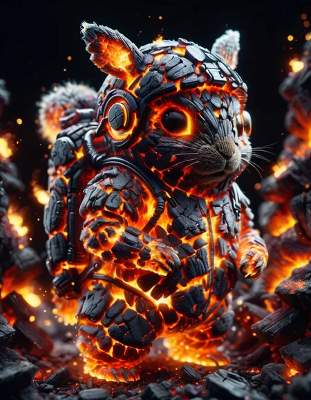 tilt-shift photo of selective focus, miniature effect, blurred background, highly detailed, vibrant, perspective control, natural Tilt Shot (Whimsically artistic) , adorable extra (fluffy: 1.3) chubby miniature pika wearing an ral-lava cyberpunk suit with white furr and helmet wit futuristic googles made of ral-lava, macro photography, (enchanting:1.3), (luminous:1.2), (oversized flora:1.1), mystical, vibrant photography, shimmering light, dreamy, whimsical, serene, soft-focus, hyper-detailed digital art <lora:ral-embrglt:1> ral-embrglt