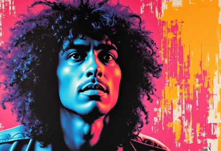 Cross processing print Grit rush reality, Phil Lynott is nice.. Experimental color shifts, unconventional tonalities, vibrant and surreal hues, heightened contrasts, unpredictable results, artistic unpredictability, retro and vintage feel, dynamic color interplay, abstract and dreamlike.