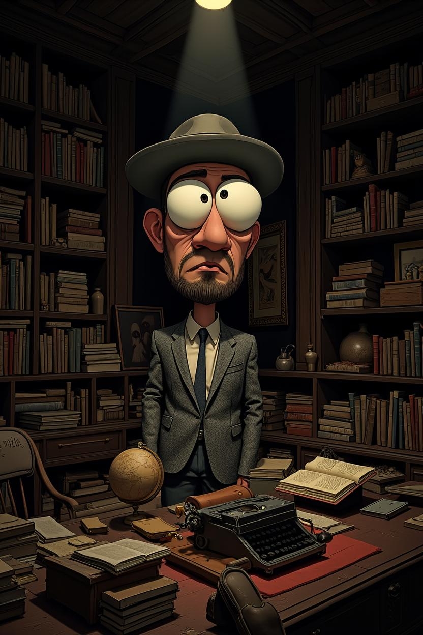<lora:JBXAthleticNude.safetensors:1> JBXAthleticNude
In a stark, 2D animated world, a man with an oversized, round head and exaggerated, saucer-like eyes stands in the center of a cluttered, wood-paneled study. The thick, black outlines of the room and the man are bold and defined, with minimal internal detailing, emphasizing the dramatic, noir-like atmosphere. The man, a middle-aged African American with a strong, square jaw and a neatly trimmed beard, wears a vintage tweed jacket and a fedora, exuding a sense of timeless elegance and mystery.
The study is a chaotic blend of old and new, with stacks of books, a vintage typewriter, and an ancient globe scattered across a worn, wooden desk. The walls are lined with dark, wood-paneled shelves, each filled with odd trinkets and mysterious artifacts. The background is simple, with broad, stylized elements that support the focus on the man and the clutter around him.
The lighting is theatrical, with sharp, directional beams of light illuminating the man's face and the key objects in the room. The shadows are stark and purposeful, adding depth and dynamism to the scene. The color palette is bold and vibrant, mixing neutral tones like deep browns and grays with rich, saturated hues of red and gold. The high contrasts enhance the dramatic tension, making the scene feel like a cinematic moment frozen in time.
The man's eyes, wide with a mix of curiosity and determination, suggest a story of adventure and confrontation. His exaggerated proportions and expressions, along with the surreal, cluttered environment, create a sense of otherworldly intrigue, inviting the viewer to delve deeper into the mystery of this animated world.