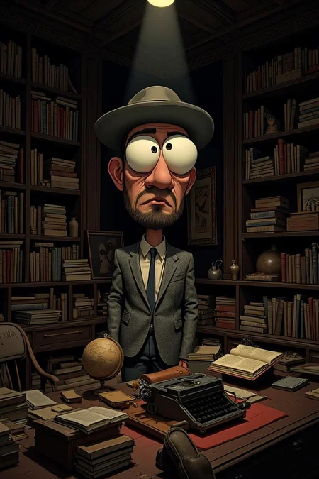 <lora:JBXAthleticNude.safetensors:1> JBXAthleticNude
In a stark, 2D animated world, a man with an oversized, round head and exaggerated, saucer-like eyes stands in the center of a cluttered, wood-paneled study. The thick, black outlines of the room and the man are bold and defined, with minimal internal detailing, emphasizing the dramatic, noir-like atmosphere. The man, a middle-aged African American with a strong, square jaw and a neatly trimmed beard, wears a vintage tweed jacket and a fedora, exuding a sense of timeless elegance and mystery.
The study is a chaotic blend of old and new, with stacks of books, a vintage typewriter, and an ancient globe scattered across a worn, wooden desk. The walls are lined with dark, wood-paneled shelves, each filled with odd trinkets and mysterious artifacts. The background is simple, with broad, stylized elements that support the focus on the man and the clutter around him.
The lighting is theatrical, with sharp, directional beams of light illuminating the man's face and the key objects in the room. The shadows are stark and purposeful, adding depth and dynamism to the scene. The color palette is bold and vibrant, mixing neutral tones like deep browns and grays with rich, saturated hues of red and gold. The high contrasts enhance the dramatic tension, making the scene feel like a cinematic moment frozen in time.
The man's eyes, wide with a mix of curiosity and determination, suggest a story of adventure and confrontation. His exaggerated proportions and expressions, along with the surreal, cluttered environment, create a sense of otherworldly intrigue, inviting the viewer to delve deeper into the mystery of this animated world.