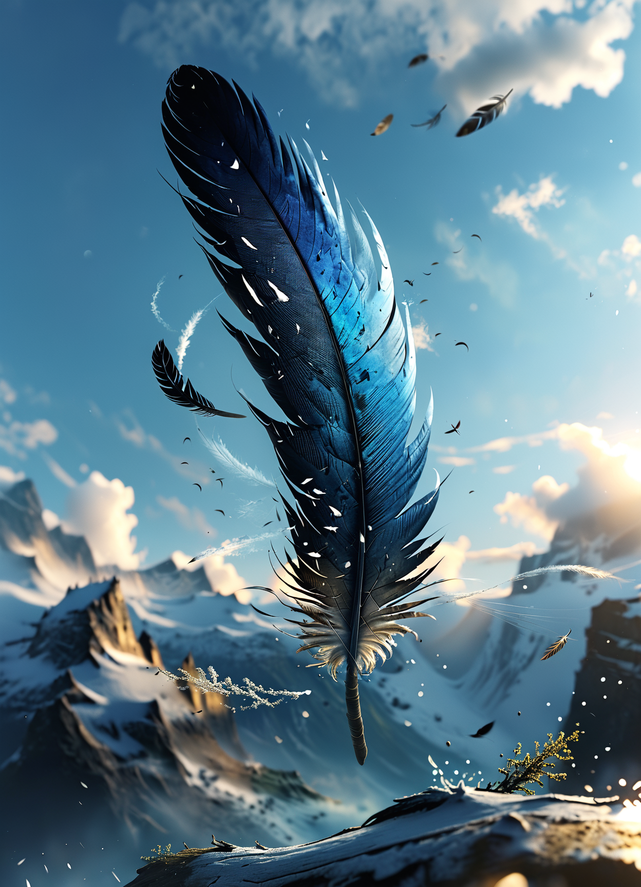 flying feather,element of air,8k,<lora:MJ52:0.6>,<lora:The_Dark_Side_of_the_Earth:0.8>,