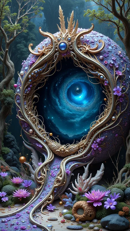 masterpiece, 4k, 8k, sharp, a intricate representation of a planet made of mantaray. There are pearl that are purple and embedded inside of the crown, the light is cinematic during day in a pleasant nature setting.
detailmaximizer, Midjourney_Whisper <lora:[Flux1]_flux_vividizer:0.3> <lora:[Flux1]_scenery_lora_comfy_converted:0.2> <lora:[Flux1]_Opal_Fantasy_Flux:0.5> <lora:[Flux1]_aidmaPsychadelicChaosWorld-FLUX-v0.1:0.3> <lora:[Flux1]_aidmaImageUpgrader-FLUX-V0.1:0.1> <lora:[Flux1]_midjourney_whisper_flux_lora_v01:0.1>