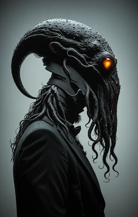 photography,  profile silhouette of Lovecraftian  , vibrant gray background, photorealistic, UHD, <lora:sdxl_photorealistic_slider_v1:5> <lora:sss:0.2>