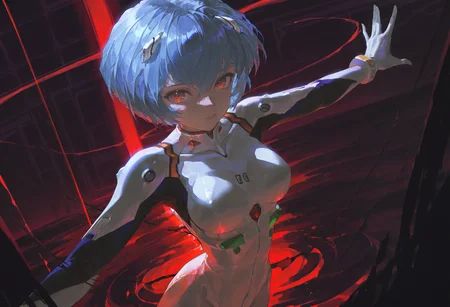 1girl, solo, zigou, plugsuit, ayanami_rei