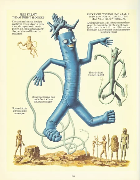 best quality, masterpiece (quality),  
inflatable, blue tube man, medical diagram,  inset text, ancient symbols, body horror,  horror \(theme\), 
page title text is "WACKY WAVING INFLATABLE ARM-FLAILING TUBEMAN"
 <lora:AfterMan-flux-v1:1> <lora:inflatable_tube_man-flux-v1:1>