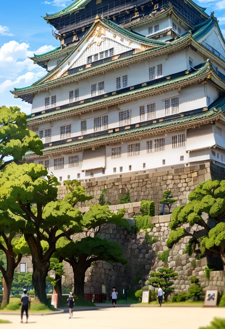 masterpiece, best quality, very aesthetic, absurdres,
Osaka Castle, scenery, outdoors, sky, tree, building, cloud, day, grass, blue sky, east asian architecture, architecture, city
<lora:Osaka_Castle_SDXL_V1:1>
