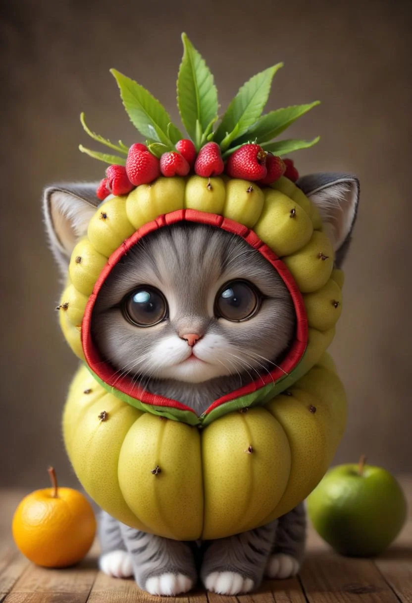 An award winning photo , a cute little baby cat,sitting around in a starfruit costume, (fruit) , (((cuteness overload))) <lora:add-detail-xl:1>,  <lora:WowifierXL-V2:1>, zhibi